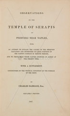 Title page to ‘Observations on the Temple of Serapis’  1847.