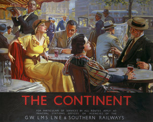 'The Continent'  GWR/LMS/LNER/SR poster  1936.