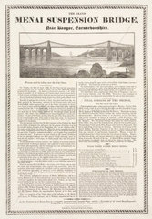 ‘The Grand Menai Suspension Bridge near Bangor  Carnarfonshire’  1826.