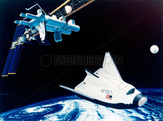 HL-20 space taxi and Space Station Freedom  1991.