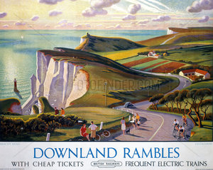 'Downland Rambles'  BR poster  1950s.