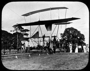 Preparing for a ride on Maxim's flying machine  Baldwin's Park  Kent  1894.