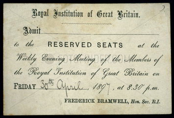 Royal Institution lecture ticket  30 April