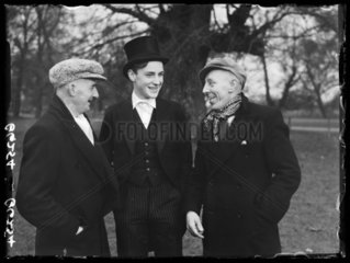 Miners meeting a pupil at Eton College  Windsor  Berkshire  1938.