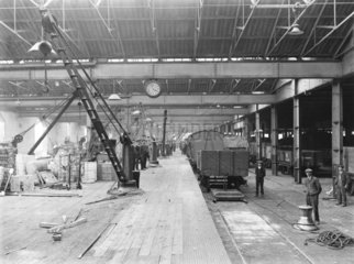 Cranes at St Pancras Station goods yard  London  1919.