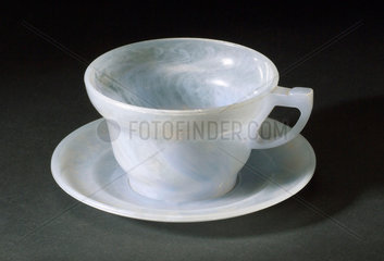 Polystyrene cup and saucer  1945-1960.