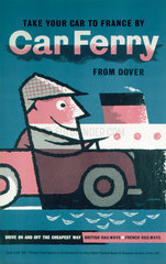 ‘Take your Car to France by Car Ferry from Dover'  BR poster  1960.