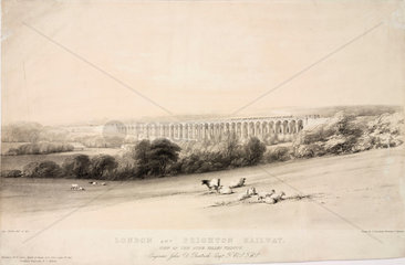 ‘View of the Ouse Viaduct'  London & Brighton Railway  c 1841.