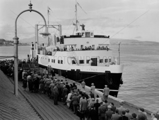 Boarding the 'Arran' at Dunoon  Argyll & Bute  26 July 1955.
