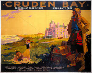 'Cruden Bay - Seekers of Good Spirits from Duty Free'  LNER poster  1935.