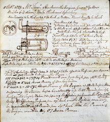 Details of 'Sans Pareil' from Rastrick's notebook  Rainhill Trials  1829.