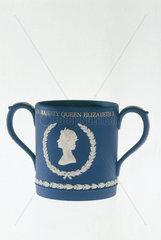 Silver Jubilee jasperware mug  c 1977.
