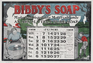 Bibby’s promotional calendar advertising ‘Bibby’s soap’  1908.