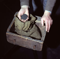 Lead shot and bullion box used in the Great Gold Robbery on 15th May 1855.
