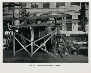 ‘Turbine Rotor in Process of Blading’ c 1911.