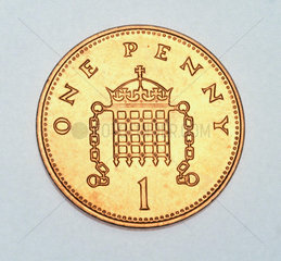 British one penny coin  1982-2002.