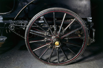 Left rear wheel of Panhard-Levassor 4 hp motor car  1894.