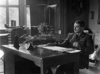 Frank Whittle in his study  Brownsover Hall near Rugby  1946.