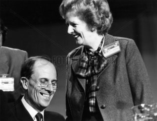 Margaret Thatcher and Norman Tebbit  British politicians  1985.