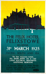 'The Felix Hotel  Felixstowe'  LNER poster  1925.