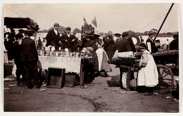 Stall at a fairground  c 1898.