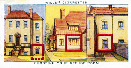 ‘Choosing Your Refuge room‘  Wills cigarette card  1938.