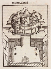 Distillation furnace with water bath  1512.