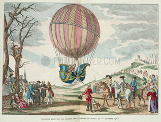 Balloon ascent by Charles  Prairie de Nesles  France  1 December 1783.