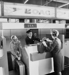 BOAC check in desk to USA at Manchester Airport  1965.