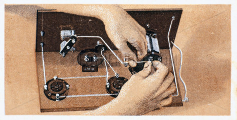 ‘How to build a two valve set’  No 15  Godfrey Philips cigarette card  1925.
