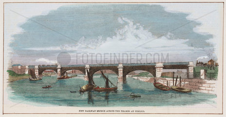 Railway bridge across the Thames at Pimlico  London  mid-19th century.