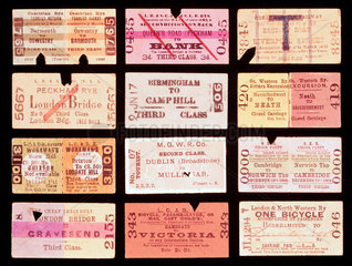 A selection of early railway tickets  c 1870-1920.