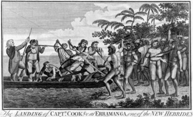 Captain James Cook landing at Erramanga  New Hebrides  1774.