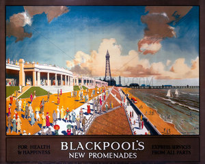 'Blackpool's New Promenades'  LMS poster  1923- 1947.