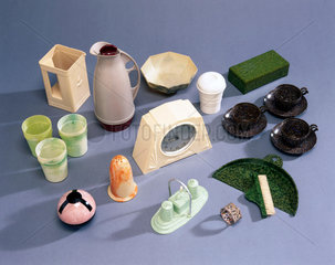 Personal and domestic accessories made of urea formaldehyde  1930-1960.
