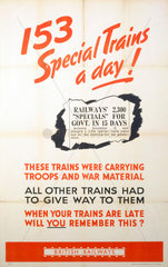 ‘153 Special Train a Day!’  British Railways poster  1939-1945.
