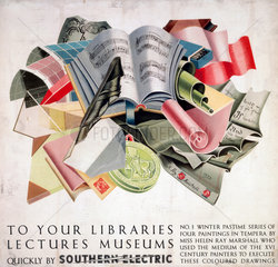 ‘To your Libraries  Lectures  Museums’  SR poster  1930s.