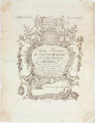 Trade card of John Bristow  fire engine maker  1773.