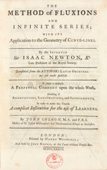 Title page of Newton’s ‘The method of fluxions and infinite series’  1736.