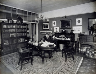 Charles Urban in his private office  c 1915.