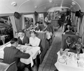 Dining in a Great Western Railway buffet car  September 1938.