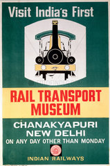 ‘Visit India's First Rail Transport Museum’  Indian Railways poster  1977.
