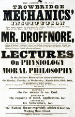 Advertisement for lectures on physiology and moral philsophy  24-26 March 1851.