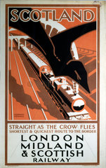 ‘Scotland - Straight as the Crow Flies’  LMS poster  1923-1947.
