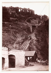 'Lynmouth  The Cliff Railway From the Esplanade'  c 1890.