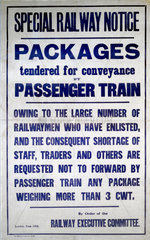 'Special Railway Notice’  poster  1915.