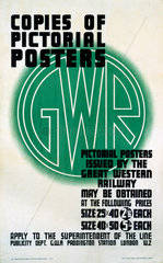 ‘Copies of Pictorial Posters’  GWR poster  1923-1947.