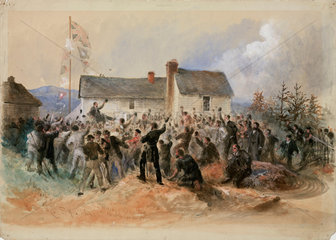 Canning being cheered by crowds  Newfoundland  Canada  1866.