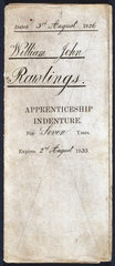 Indenture for a back and vat maker's apprentice  2nd August  1933.