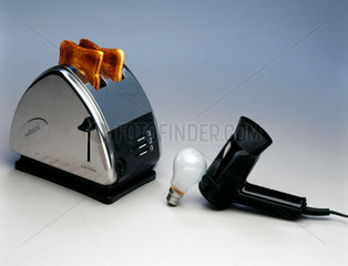 Voltaire electric toaster  Braun hair-drier  and lightbulb  1999.